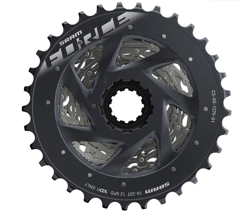 SRAM Force AXS XG-1270 Cassette - 12-Speed, 10-33t, Silver, For XDR Driver Body, D1